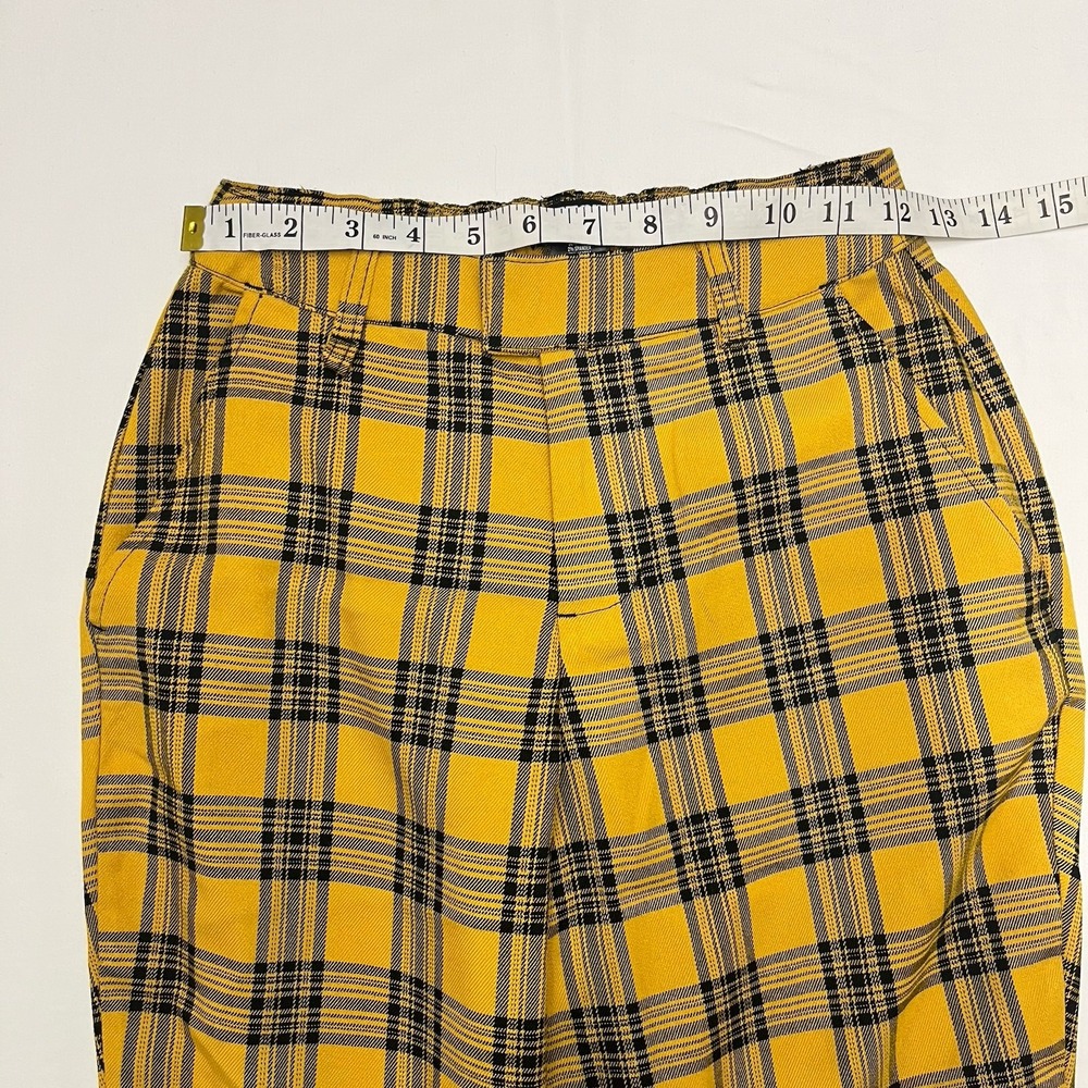 Hot Topic Yellow Black Plaid Skinny Trousers XS High Rise Tartan Pants Clueless - Picture 4 of 5